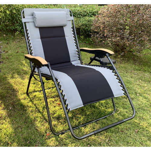 Arlmont & Co. Oversized Padded Zero Gravity Chair Wood Armrest XXL